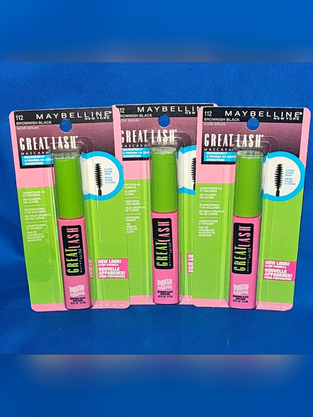 3 Maybelline Great Lash *Waterproof* Mascara Brownish Black 112 NEW Classic NOS